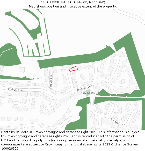 63, ALLERBURN LEA, ALNWICK, NE66 2NQ: Location map and indicative extent of plot