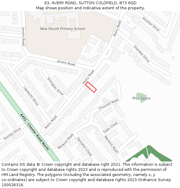 63, AVERY ROAD, SUTTON COLDFIELD, B73 6QD: Location map and indicative extent of plot