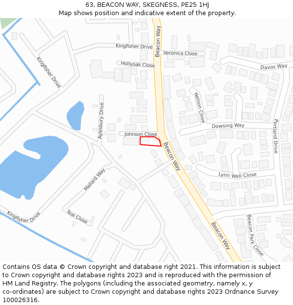 63, BEACON WAY, SKEGNESS, PE25 1HJ: Location map and indicative extent of plot
