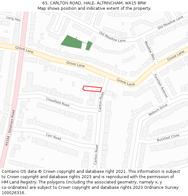 63, CARLTON ROAD, HALE, ALTRINCHAM, WA15 8RW: Location map and indicative extent of plot