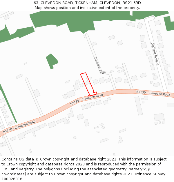 63, CLEVEDON ROAD, TICKENHAM, CLEVEDON, BS21 6RD: Location map and indicative extent of plot