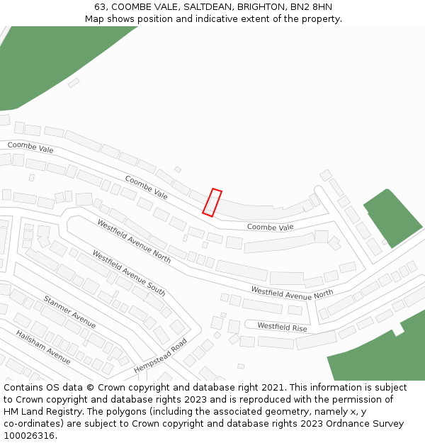 63, COOMBE VALE, SALTDEAN, BRIGHTON, BN2 8HN: Location map and indicative extent of plot