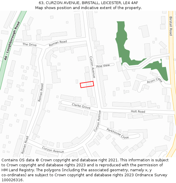 63, CURZON AVENUE, BIRSTALL, LEICESTER, LE4 4AF: Location map and indicative extent of plot
