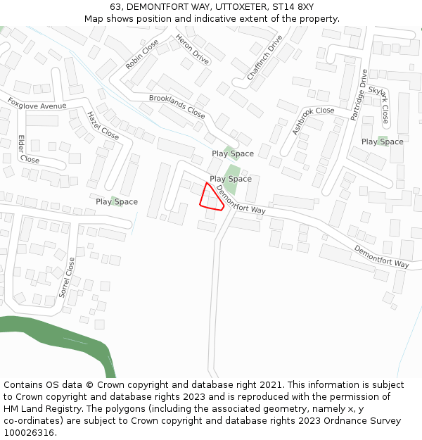 63, DEMONTFORT WAY, UTTOXETER, ST14 8XY: Location map and indicative extent of plot