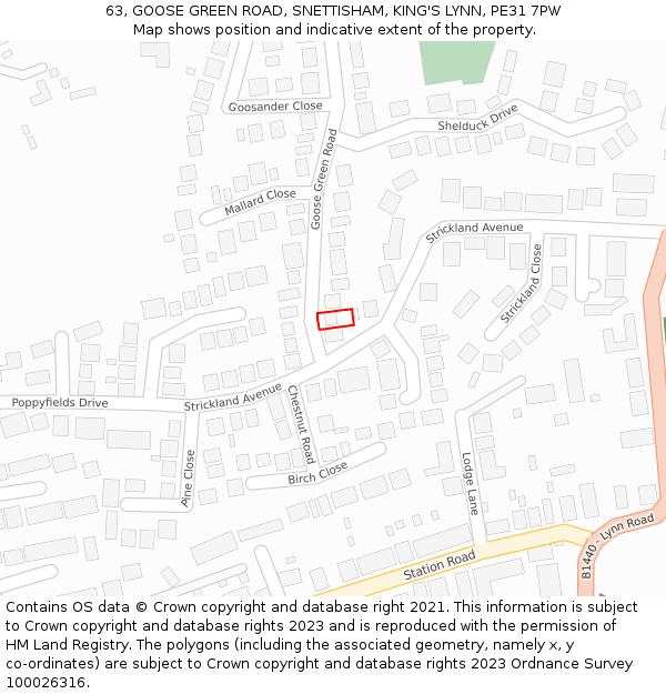 63, GOOSE GREEN ROAD, SNETTISHAM, KING'S LYNN, PE31 7PW: Location map and indicative extent of plot