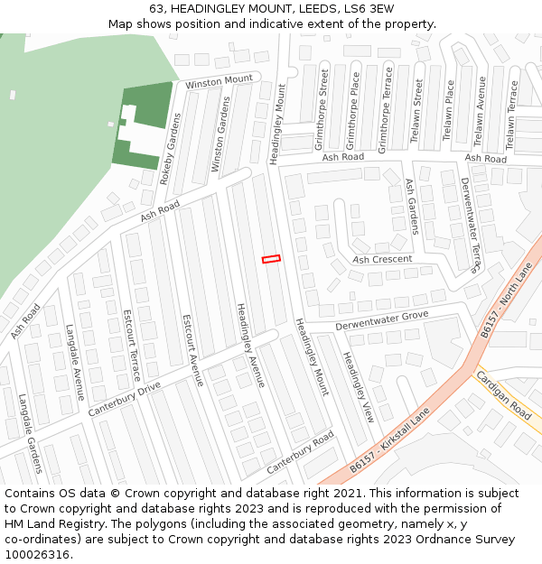 63, HEADINGLEY MOUNT, LEEDS, LS6 3EW: Location map and indicative extent of plot