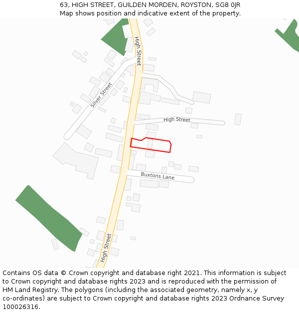 63, HIGH STREET, GUILDEN MORDEN, ROYSTON, SG8 0JR: Location map and indicative extent of plot