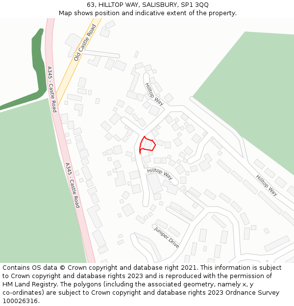 63, HILLTOP WAY, SALISBURY, SP1 3QQ: Location map and indicative extent of plot