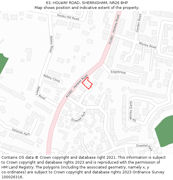 63, HOLWAY ROAD, SHERINGHAM, NR26 8HP: Location map and indicative extent of plot