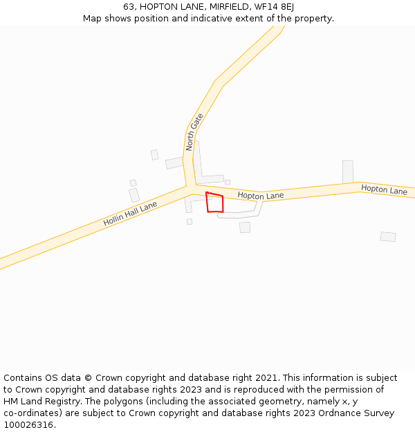 63, HOPTON LANE, MIRFIELD, WF14 8EJ: Location map and indicative extent of plot