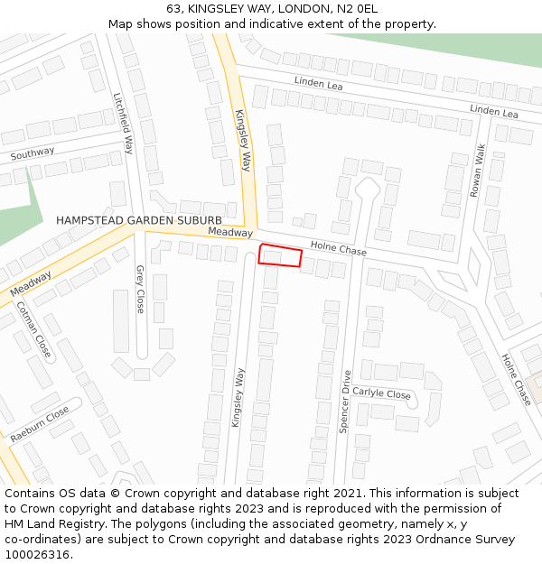 63, KINGSLEY WAY, LONDON, N2 0EL: Location map and indicative extent of plot