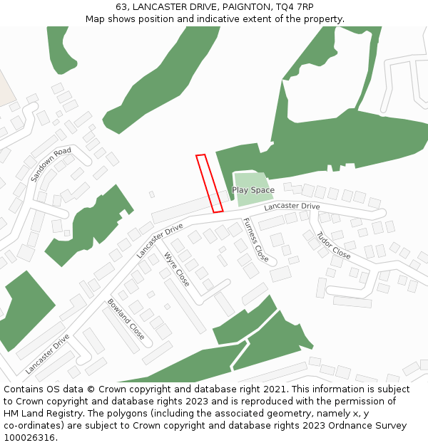 63, LANCASTER DRIVE, PAIGNTON, TQ4 7RP: Location map and indicative extent of plot