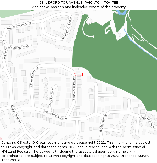 63, LIDFORD TOR AVENUE, PAIGNTON, TQ4 7EE: Location map and indicative extent of plot