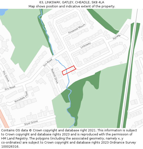 63, LINKSWAY, GATLEY, CHEADLE, SK8 4LA: Location map and indicative extent of plot