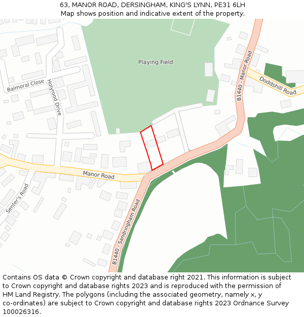 63, MANOR ROAD, DERSINGHAM, KING'S LYNN, PE31 6LH: Location map and indicative extent of plot