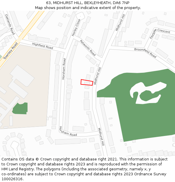 63, MIDHURST HILL, BEXLEYHEATH, DA6 7NP: Location map and indicative extent of plot