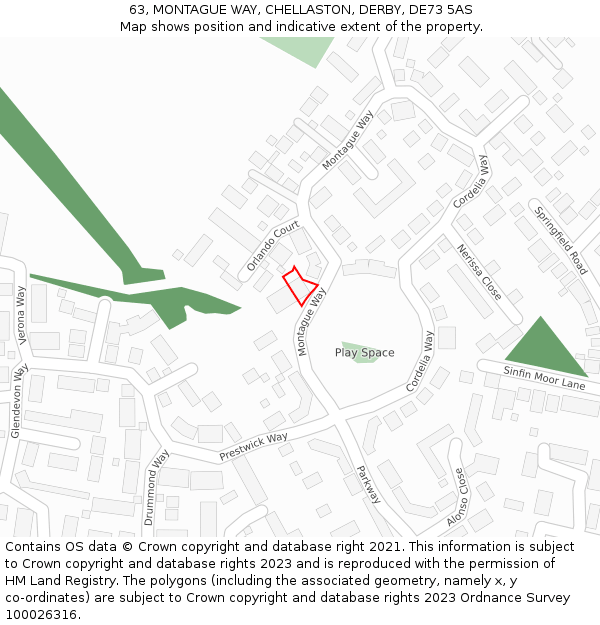 63, MONTAGUE WAY, CHELLASTON, DERBY, DE73 5AS: Location map and indicative extent of plot