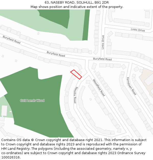 63, NASEBY ROAD, SOLIHULL, B91 2DR: Location map and indicative extent of plot