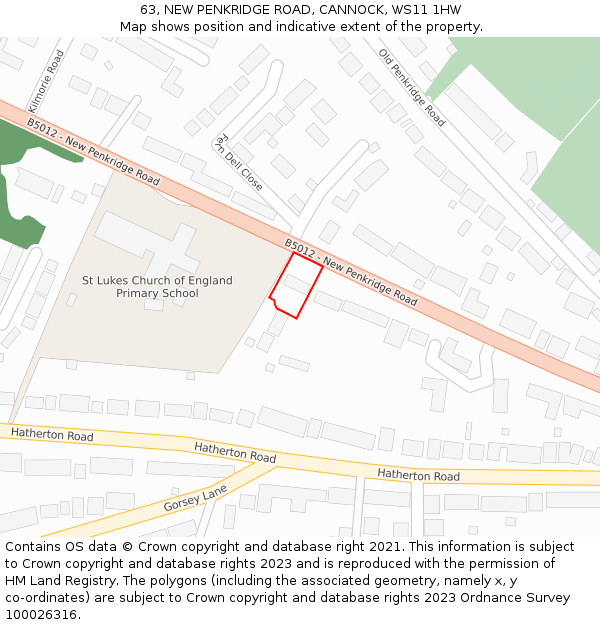 63, NEW PENKRIDGE ROAD, CANNOCK, WS11 1HW: Location map and indicative extent of plot