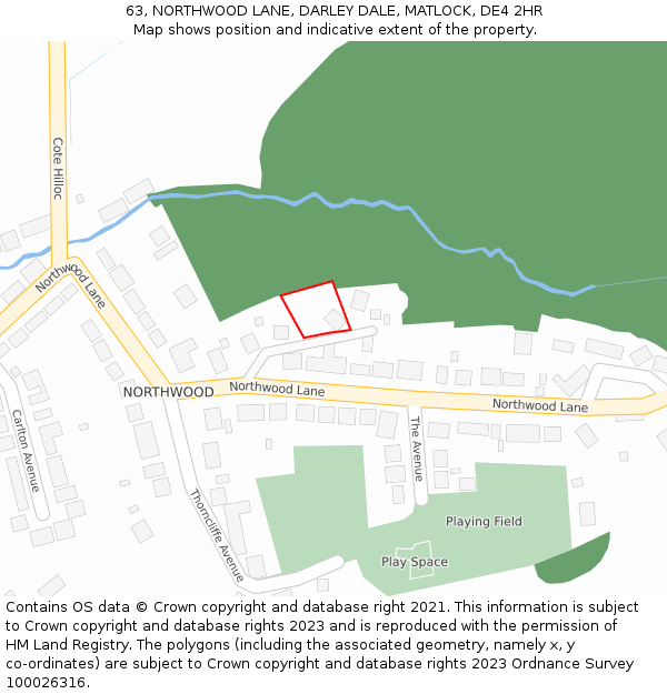 63, NORTHWOOD LANE, DARLEY DALE, MATLOCK, DE4 2HR: Location map and indicative extent of plot