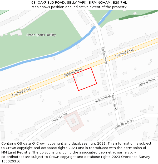 63, OAKFIELD ROAD, SELLY PARK, BIRMINGHAM, B29 7HL: Location map and indicative extent of plot