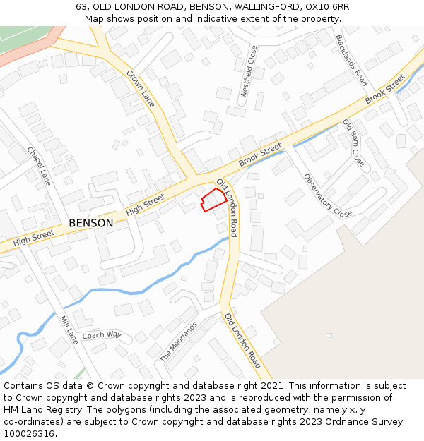 63, OLD LONDON ROAD, BENSON, WALLINGFORD, OX10 6RR: Location map and indicative extent of plot