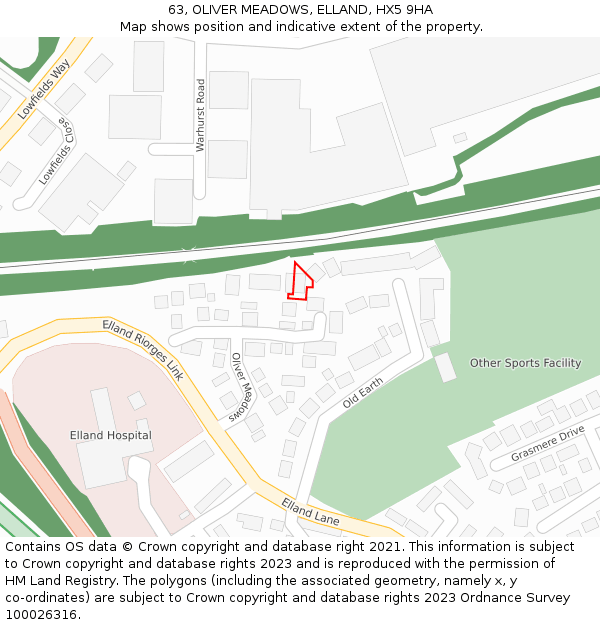 63, OLIVER MEADOWS, ELLAND, HX5 9HA: Location map and indicative extent of plot