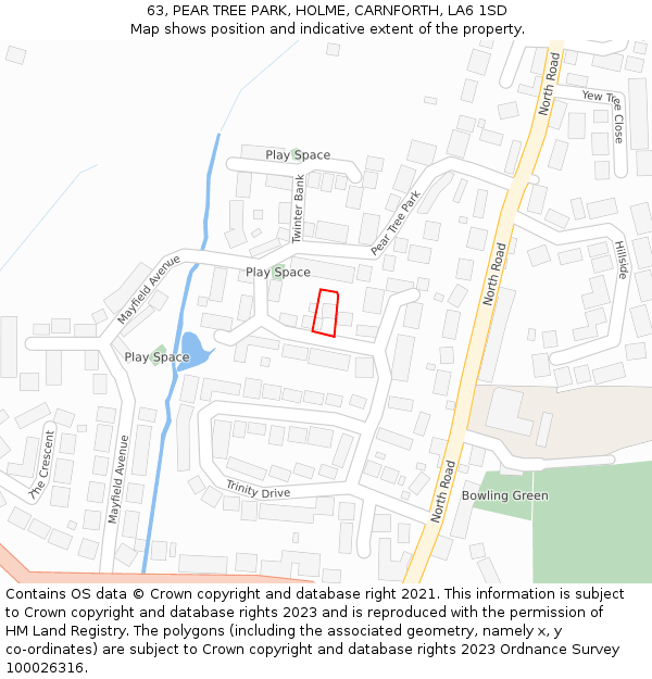63, PEAR TREE PARK, HOLME, CARNFORTH, LA6 1SD: Location map and indicative extent of plot
