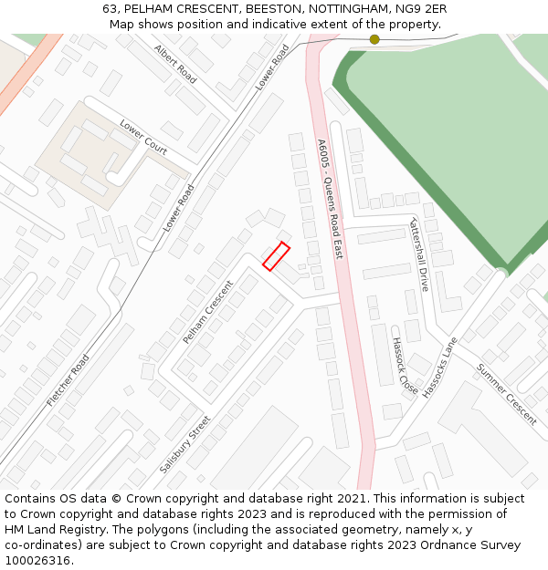 63, PELHAM CRESCENT, BEESTON, NOTTINGHAM, NG9 2ER: Location map and indicative extent of plot