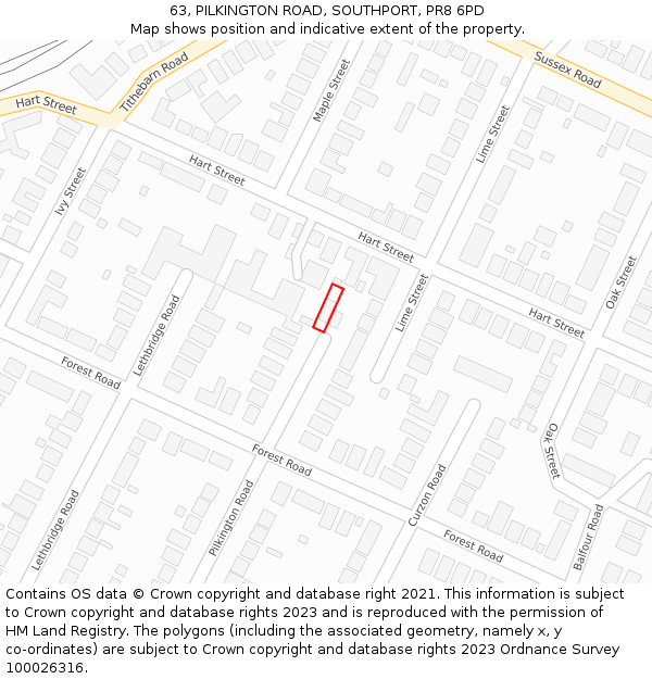 63, PILKINGTON ROAD, SOUTHPORT, PR8 6PD: Location map and indicative extent of plot