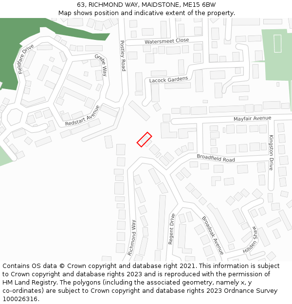63, RICHMOND WAY, MAIDSTONE, ME15 6BW: Location map and indicative extent of plot