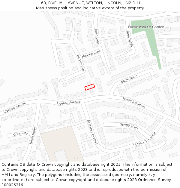 63, RIVEHALL AVENUE, WELTON, LINCOLN, LN2 3LH: Location map and indicative extent of plot