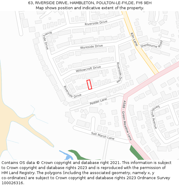 63, RIVERSIDE DRIVE, HAMBLETON, POULTON-LE-FYLDE, FY6 9EH: Location map and indicative extent of plot