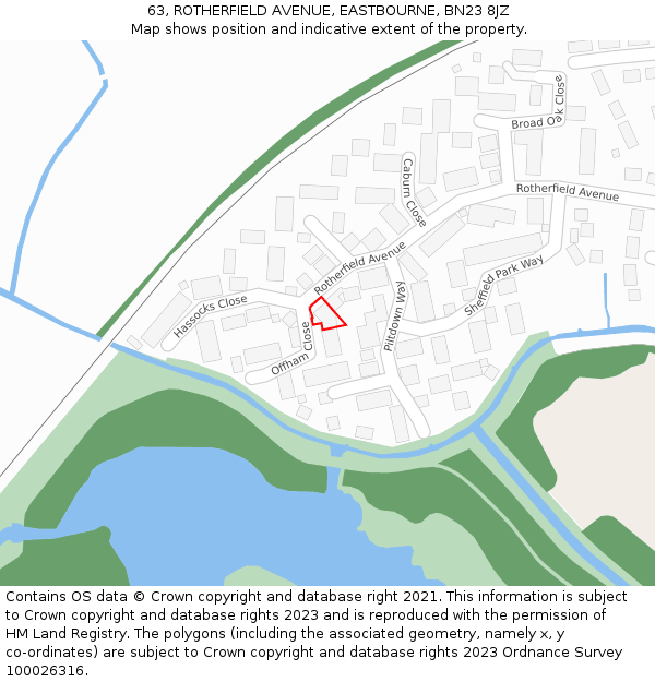 63, ROTHERFIELD AVENUE, EASTBOURNE, BN23 8JZ: Location map and indicative extent of plot