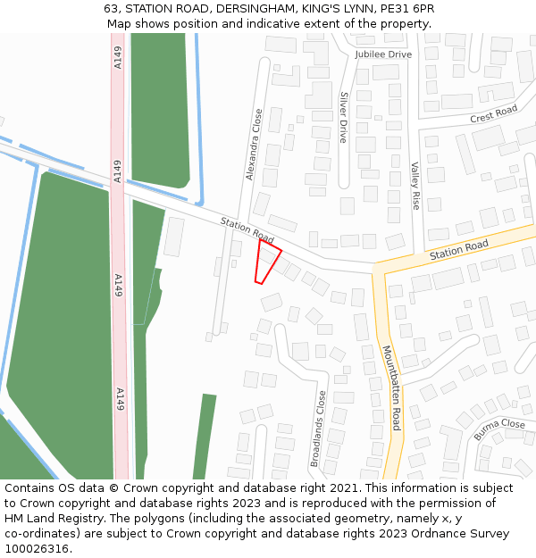 63, STATION ROAD, DERSINGHAM, KING'S LYNN, PE31 6PR: Location map and indicative extent of plot