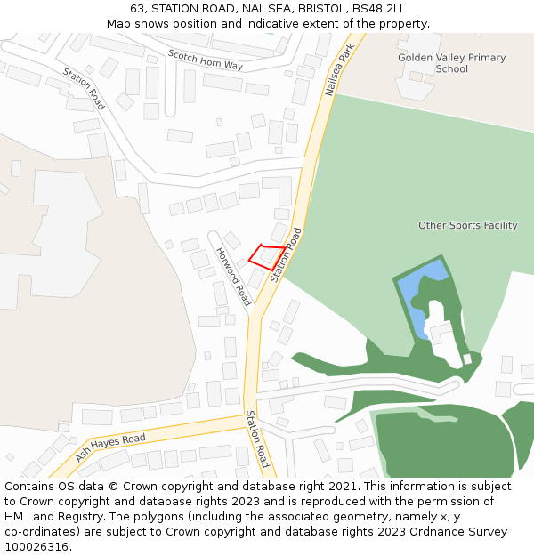 63, STATION ROAD, NAILSEA, BRISTOL, BS48 2LL: Location map and indicative extent of plot