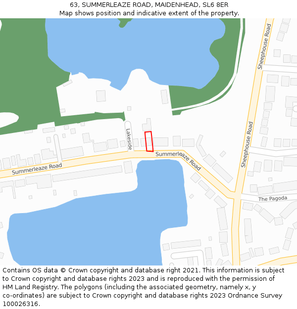 63, SUMMERLEAZE ROAD, MAIDENHEAD, SL6 8ER: Location map and indicative extent of plot