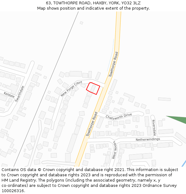 63, TOWTHORPE ROAD, HAXBY, YORK, YO32 3LZ: Location map and indicative extent of plot
