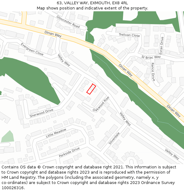 63, VALLEY WAY, EXMOUTH, EX8 4RL: Location map and indicative extent of plot