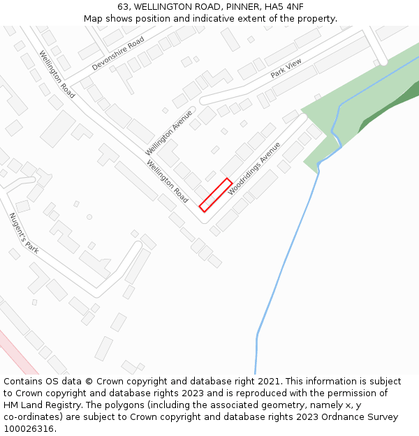63, WELLINGTON ROAD, PINNER, HA5 4NF: Location map and indicative extent of plot