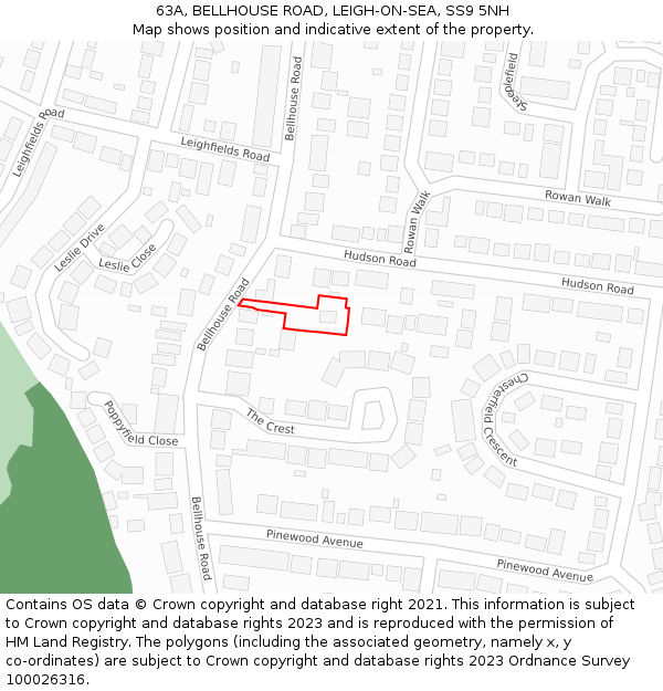 63A, BELLHOUSE ROAD, LEIGH-ON-SEA, SS9 5NH: Location map and indicative extent of plot