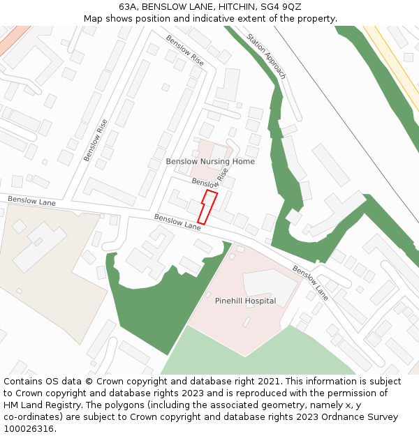 63A, BENSLOW LANE, HITCHIN, SG4 9QZ: Location map and indicative extent of plot