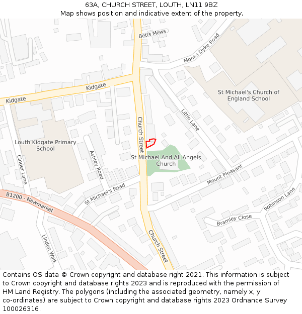 63A, CHURCH STREET, LOUTH, LN11 9BZ: Location map and indicative extent of plot