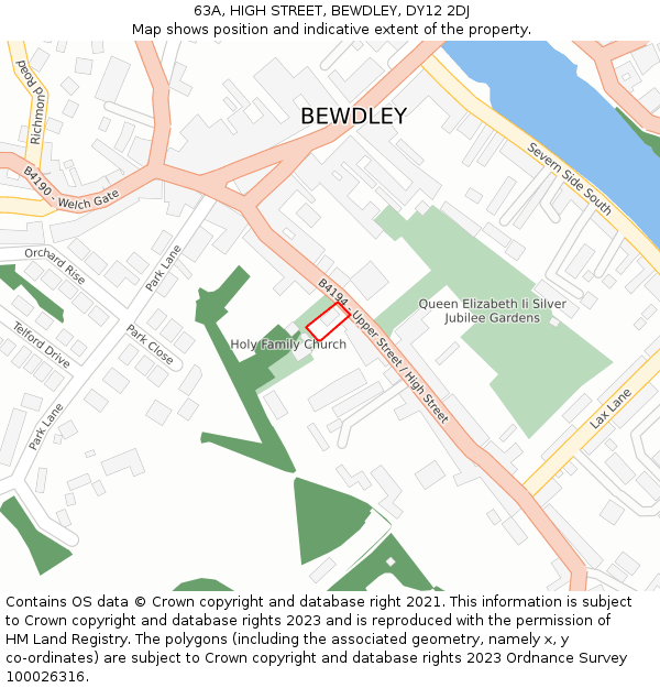 63A, HIGH STREET, BEWDLEY, DY12 2DJ: Location map and indicative extent of plot
