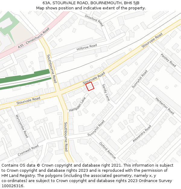63A, STOURVALE ROAD, BOURNEMOUTH, BH6 5JB: Location map and indicative extent of plot
