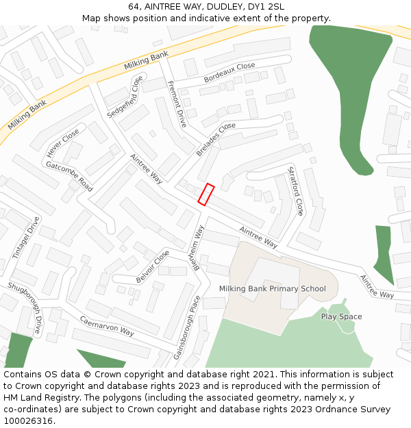 64, AINTREE WAY, DUDLEY, DY1 2SL: Location map and indicative extent of plot