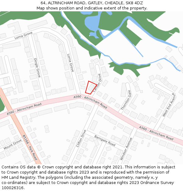64, ALTRINCHAM ROAD, GATLEY, CHEADLE, SK8 4DZ: Location map and indicative extent of plot