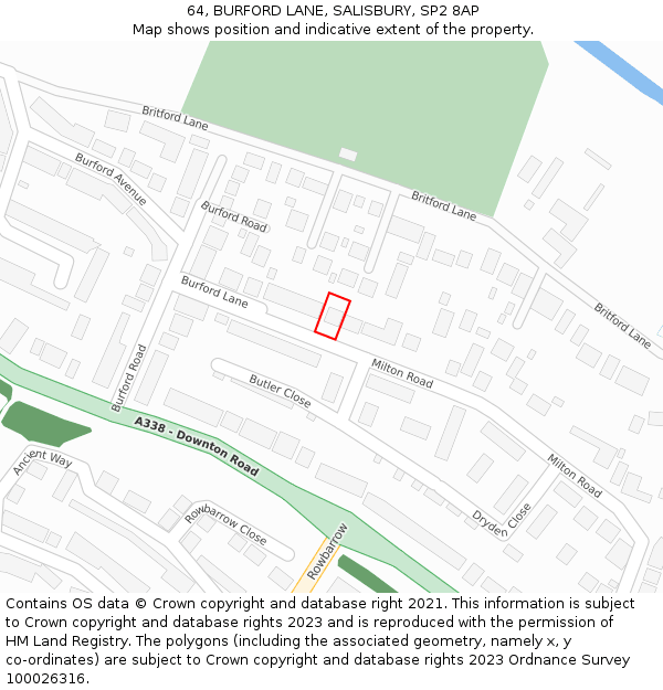 64, BURFORD LANE, SALISBURY, SP2 8AP: Location map and indicative extent of plot