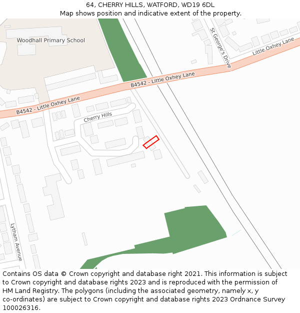 64, CHERRY HILLS, WATFORD, WD19 6DL: Location map and indicative extent of plot