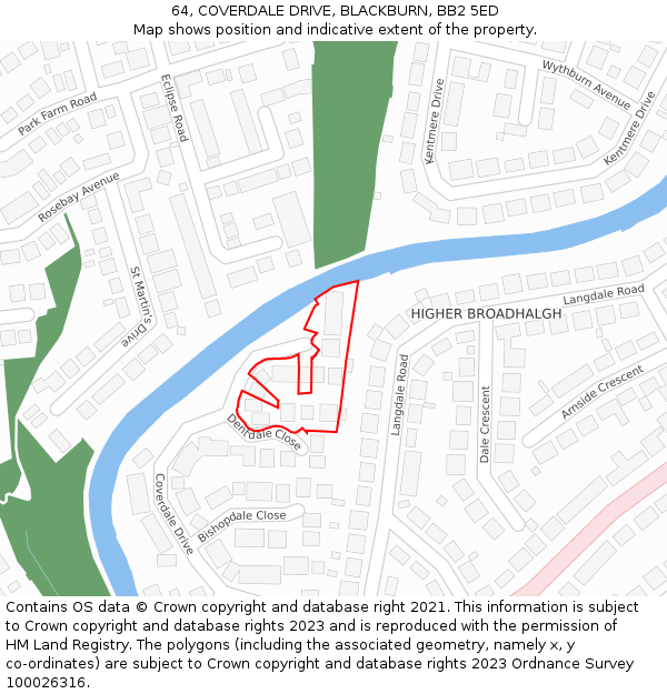 64, COVERDALE DRIVE, BLACKBURN, BB2 5ED: Location map and indicative extent of plot